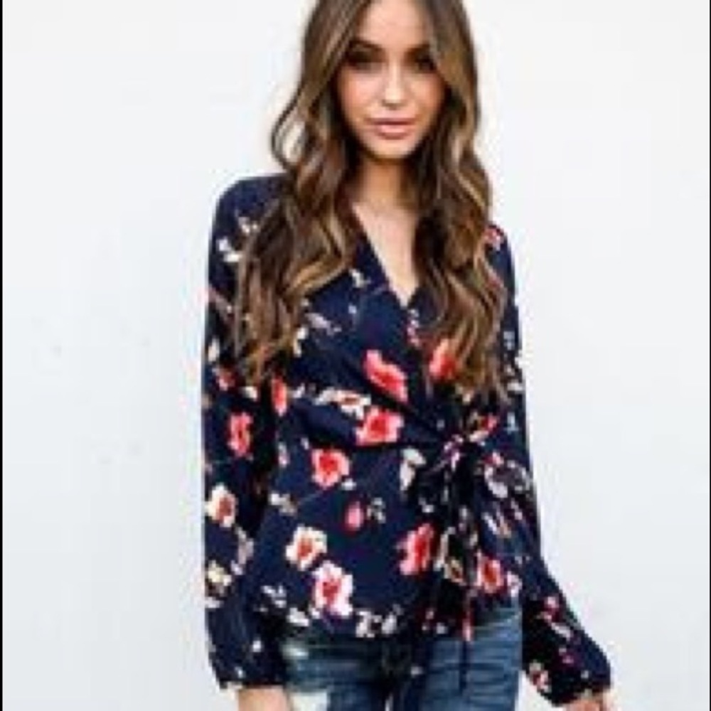 Vici Dark Blooms Wrap Blouse